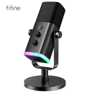 micrófono dinámico fifine usb/xlr con botón de silencio táctil, conector para auriculares